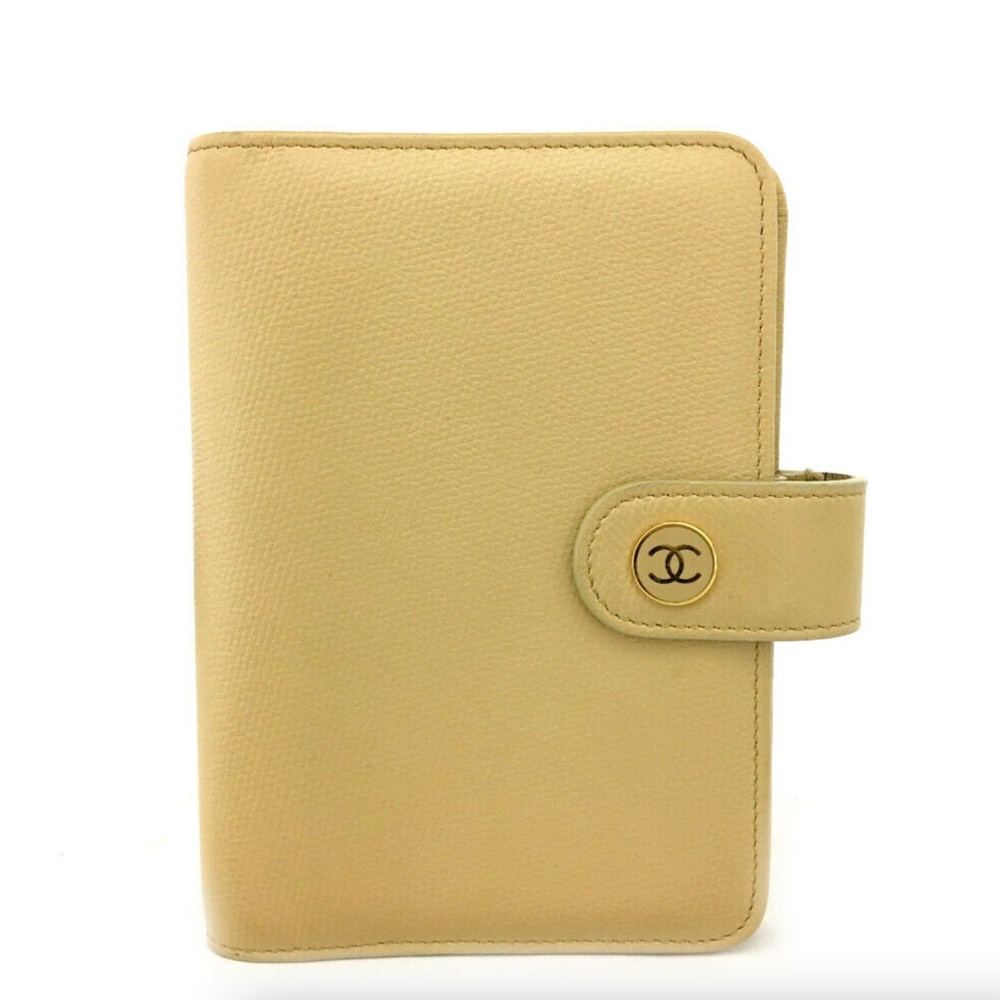 🧩CHANEL CC Logo Leather Agenda Notebook Organizer Wallet +Calendar+Paper+ More*